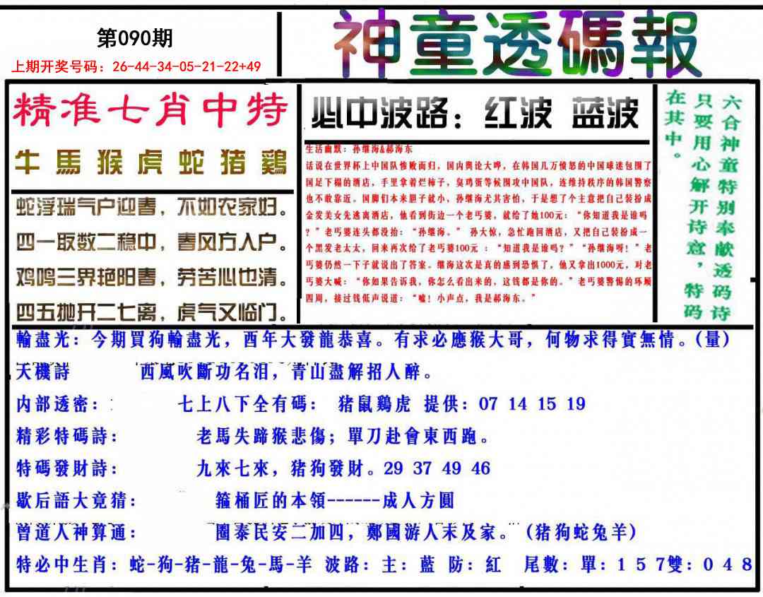 090期神童透码报[图]